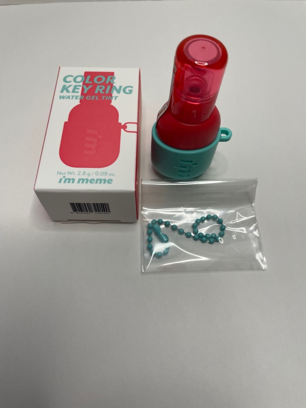 NIB Meme Color Key Ring Water Gel Tint in Red with Teal Holder. Pink Attack #07 - Picture 1 of 3